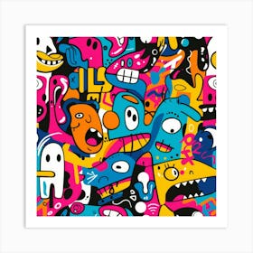 Cartoon Monsters Art Print