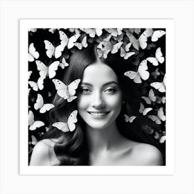 Beautiful Woman With Butterflies 6 Art Print