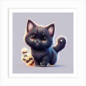 Cute Black Kitten 1 Art Print