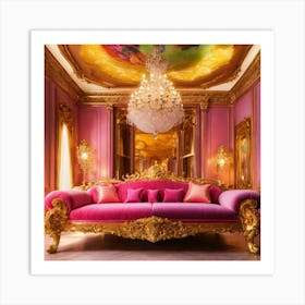 Futuristic Beautiful French Mansion Interior Livin (7) Art Print