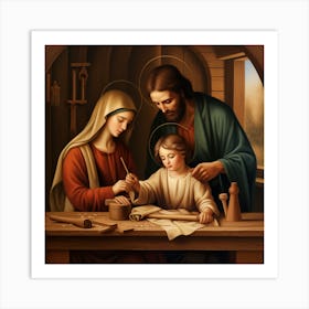 Icon Holy Family At Work Art Print