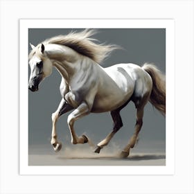 White Horse Galloping Art Print