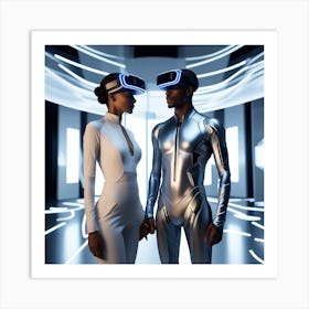 Futuristic Couple In Virtual Reality 6 Art Print