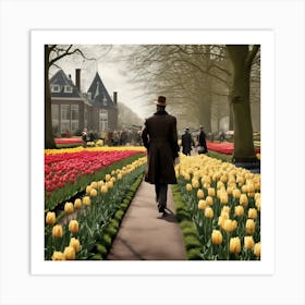 Keukenhof Gardens Netherlands Vintage Botanical 1 Art Print