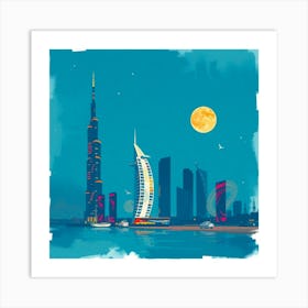 Dubai Skyline Art Print