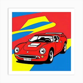 Classic Car in Pop Art Motion Visual Art Print