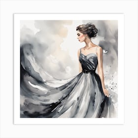 Watercolor Of A Woman In A Dress 7 Art Print