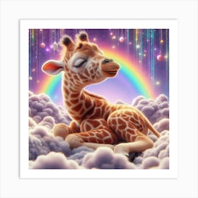 Giraffe In The Clouds Art Print