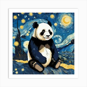 Panda At Starry Night Art Print