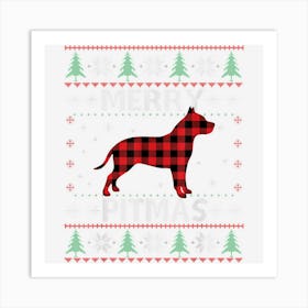 Pitbull Christmas Merry Pitmas Pajama Xmas Dog Lover Ugly Art Print