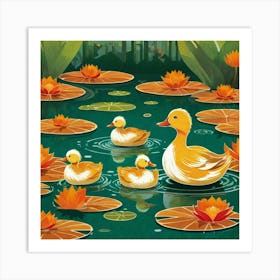 Ducks In The Pond 20 Art Print