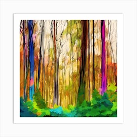 Colorful Trees In The Forest Art Print
