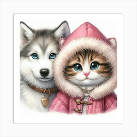 Cat and dog 3 Art Print