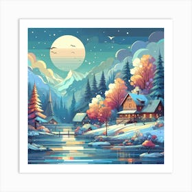 Winter Landscape Painting Art Print