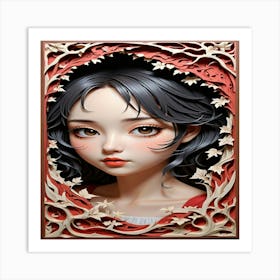 Girl In A Red Frame Art Print