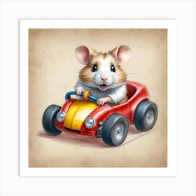 Hamster In A Car 2 Art Print