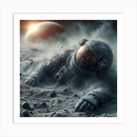 Ashes to Ashes  1/4   (spaceman crashed moon dust planet space travel astronaut bowie major tom death drying Apollo alone afraid scared oxygen moon)  Art Print