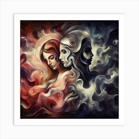 Two Women In The Sky Art Print