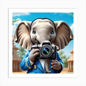 Elephant With A Camera Art Print