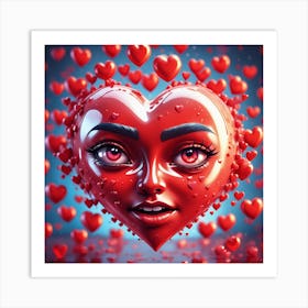 3d Illustration Of A Red Heart Art Print