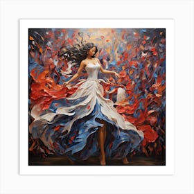 Dancer In Red White And Blue Art Print