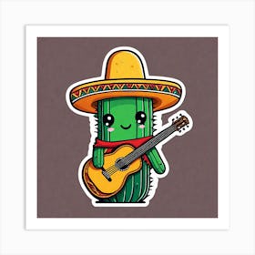 Cactus With Guitar 16 Art Print