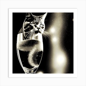 Cat In A Glass Cat inside a wine glass Art Print