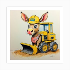 Donkey With Bulldozer Art Print