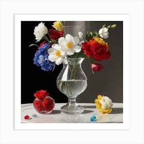 A Glass Vase Half Filled With Water Art Print