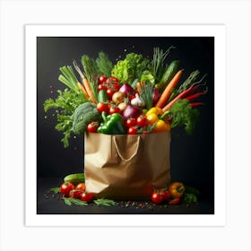 Fresh Vegetables In A Paper Bag Art Print