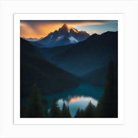 Sunset In The Mountains 8 Art Print