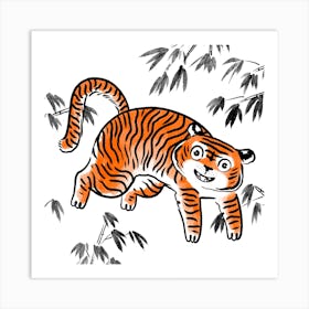 Happy Tiger Square Art Print