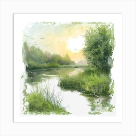 Springtime-Duck-Pond-Clipart.27. Olivia arts. Art Print