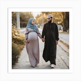 Muslim Couple Holding Hands Art Print