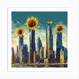 Contemporary Urban Skyline Reimagined With Van Gogh S (2) Art Print