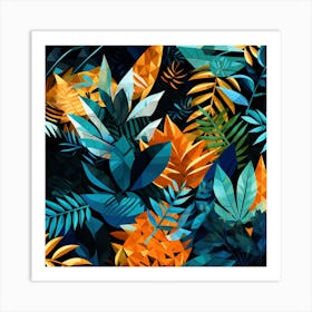 Tropical Leaves Seamless Pattern Art Print