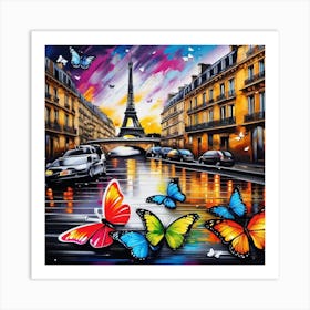 Paris With Butterflies 1 Art Print