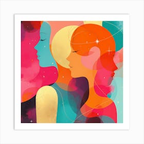 Two Women In Space Art Print