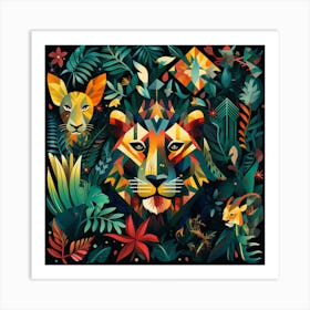 Lion In The Jungle 17 Art Print