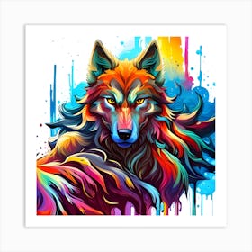 Colorful Wolf 4 Art Print