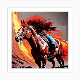 Cowgirl Riding A Horse Art Print