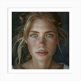 Portrait Of A Girl With Freckles Art Print