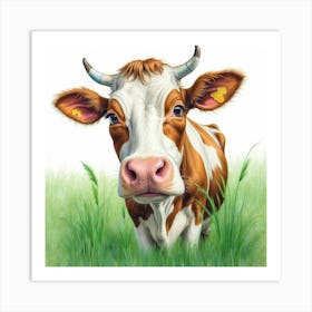 Cow In The Grass 4 Art Print