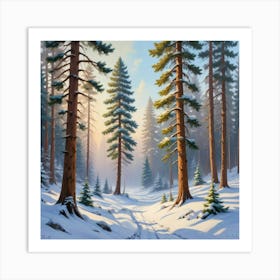 Snowy Pines paintings art print 1 Art Print