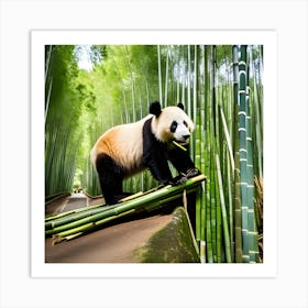 Panda In Bamboo Forest 1 Art Print