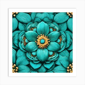 Turquoise Flowers 1 Art Print