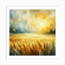 Sunset In The Wheat Field Art Print