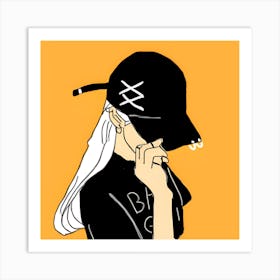 Girl With Hat 1 Art Print