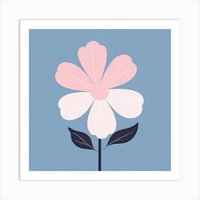 A White And Pink Flower In Minimalist Style Square Composition 322 Art Print