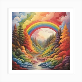 Rainbow In The Forest Art Print 1 Art Print